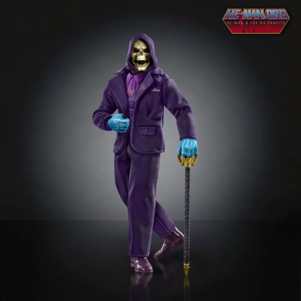 Dream Date Skeletor figure in a purple suit holding a cane