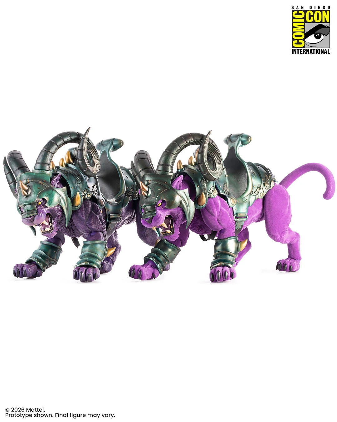 Flocked Panthor armored with horned helmet head